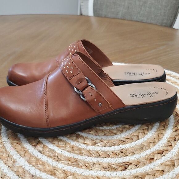 Clarks Leisa Sadie Dark Tan Leather Mule, Size 8 - Picture 8 of 12